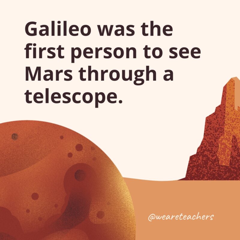 Galileo was the first person to see Mars through a telescope.- facts about Mars