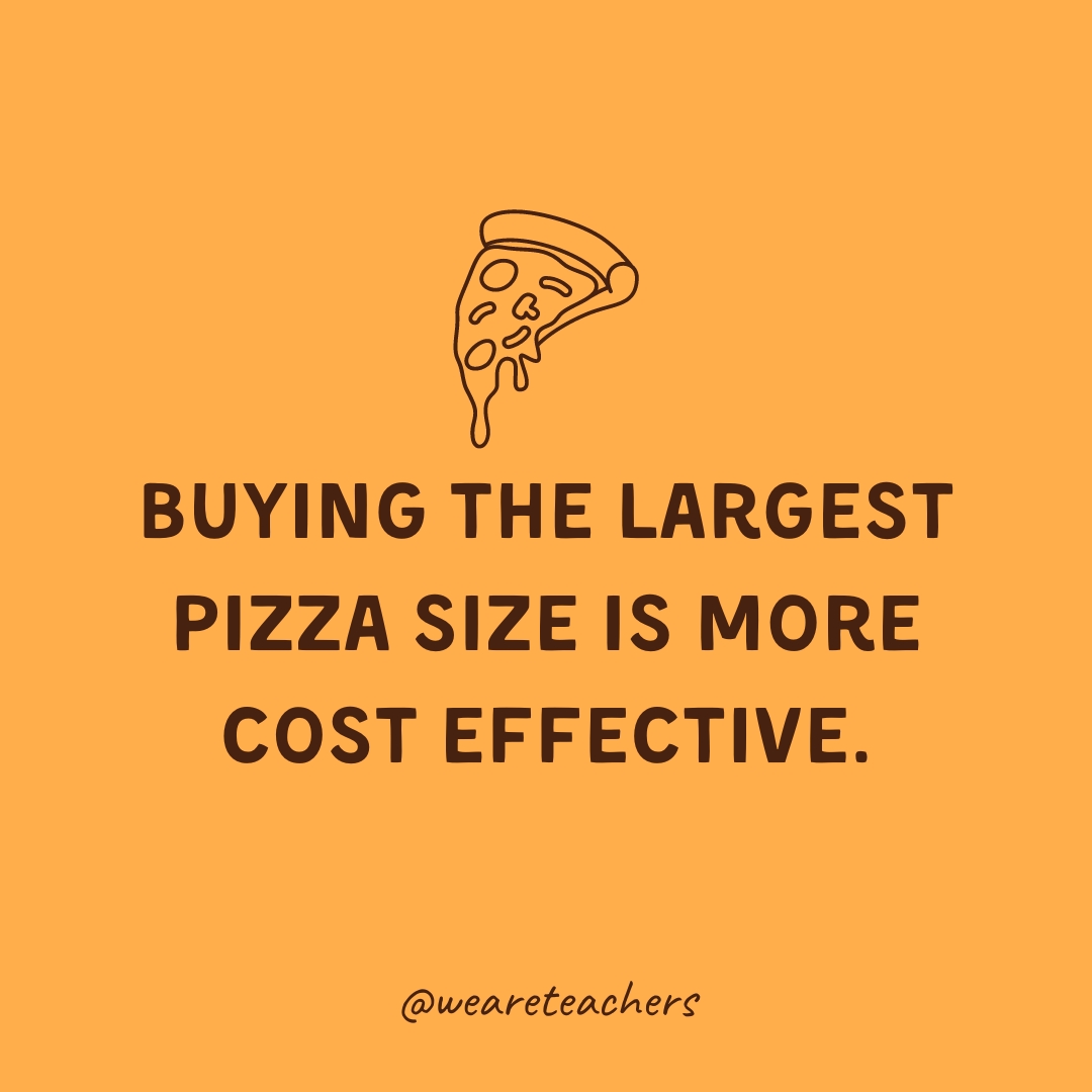 Buying the largest pizza size is more cost effective.