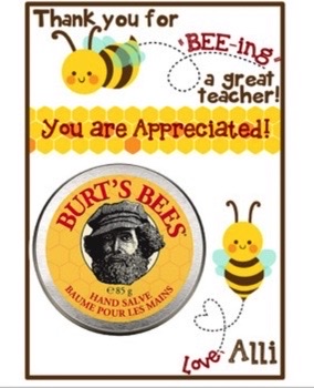 Lip balm card that says thank you for beeing a grea teacher for a thanksgiving gift for teachers as example of Thanksgiving gifts for teachers 