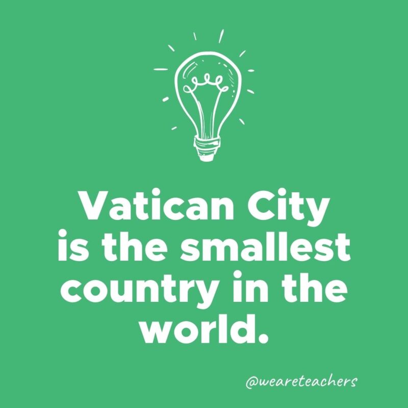Vatican City is the smallest country in the world.- weird fun facts 