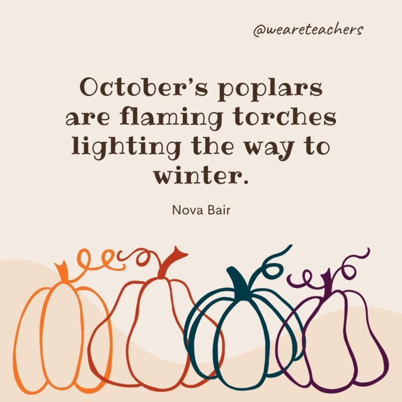 October's poplars are flaming torches lighting the way to winter. —Nova Bair- fall quotes