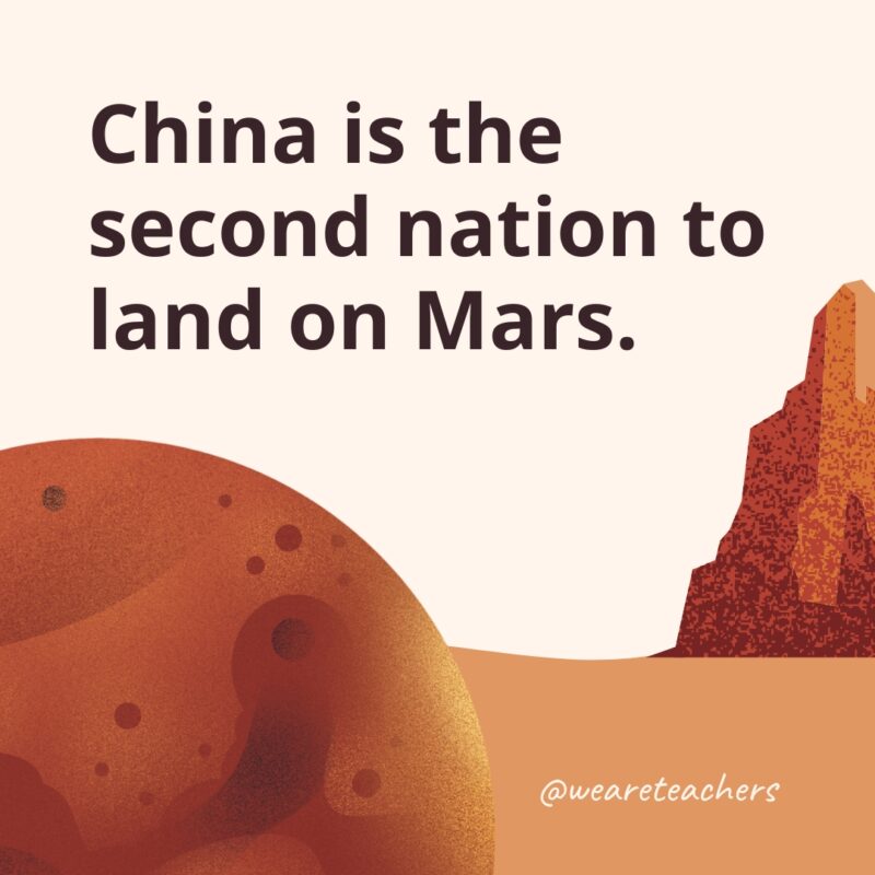 China is the second nation to land on Mars. - facts about Mars