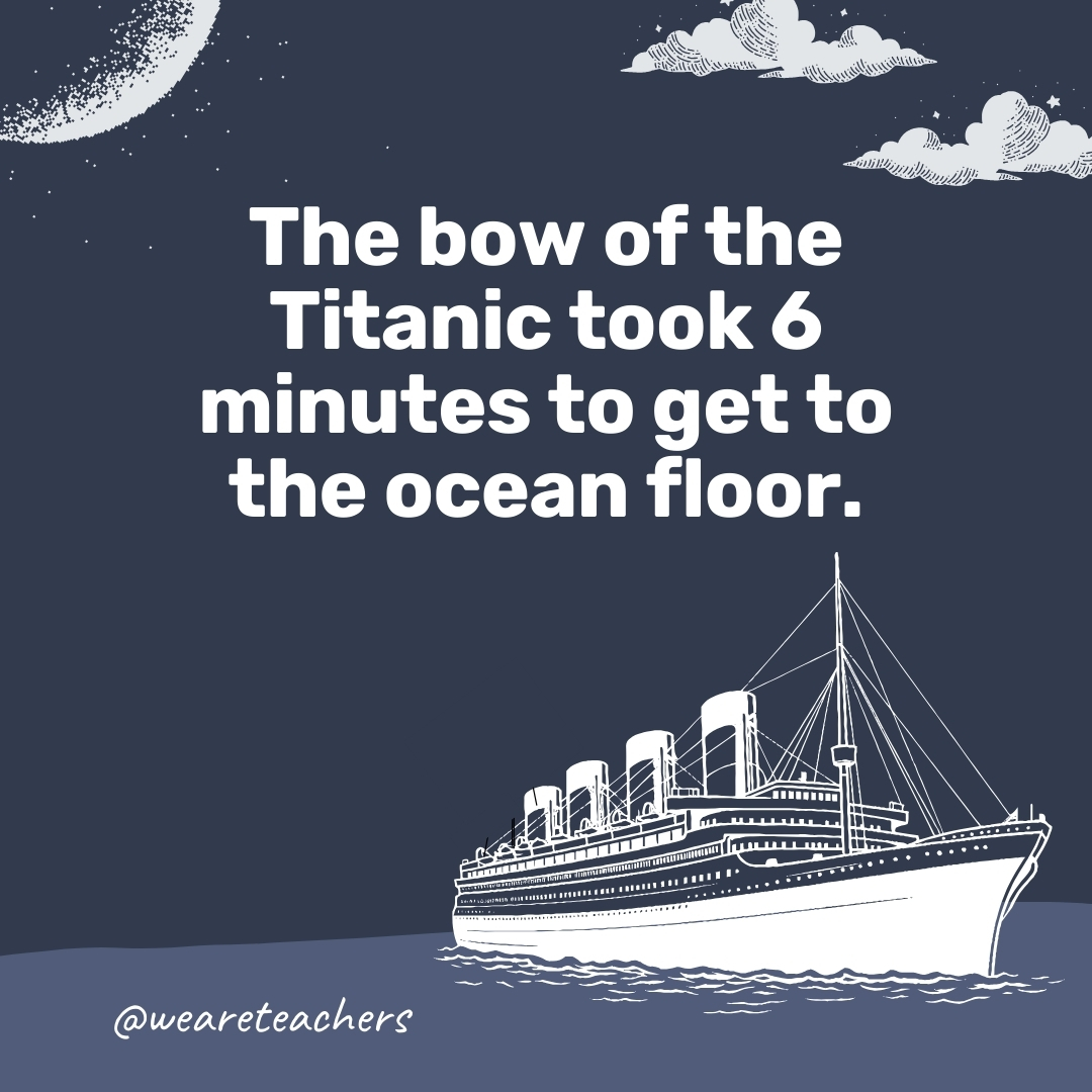 The bow of the Titanic took 6 minutes to get to the ocean floor. 
