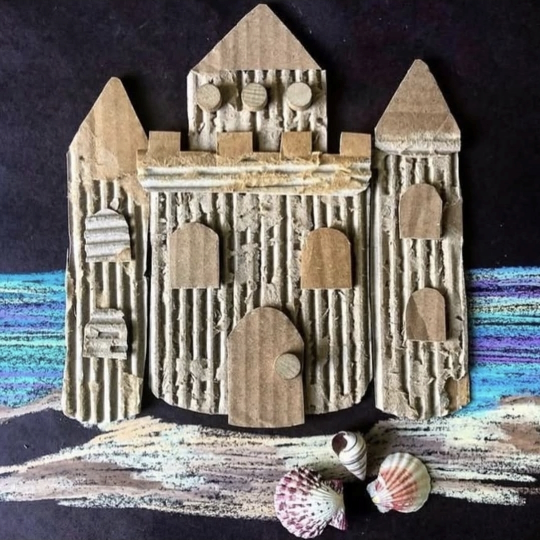 4th Grade Art: Cardboard Castle Paper sand castle made from cardboard of different textures