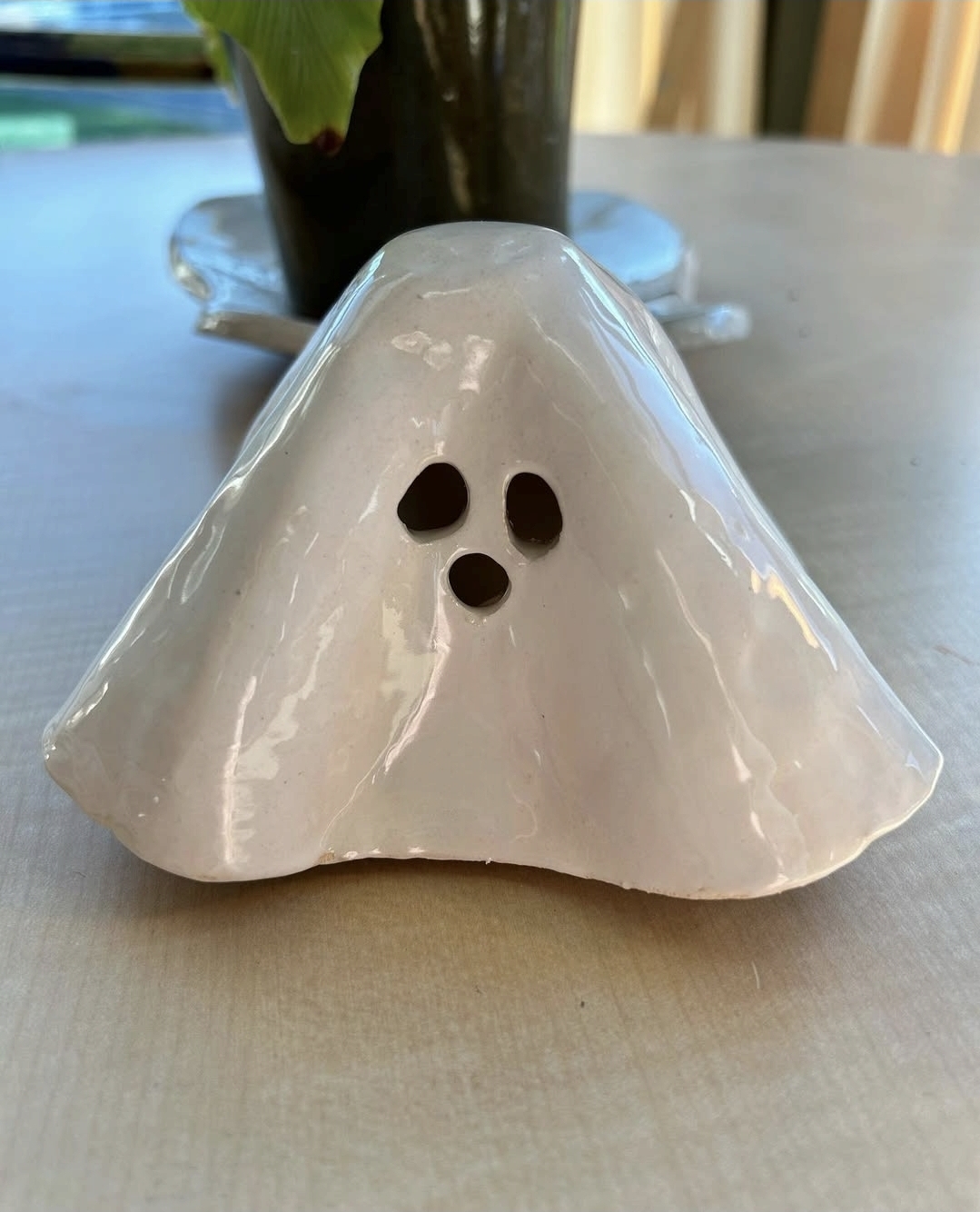Simple clay ghost made from a slab of clay