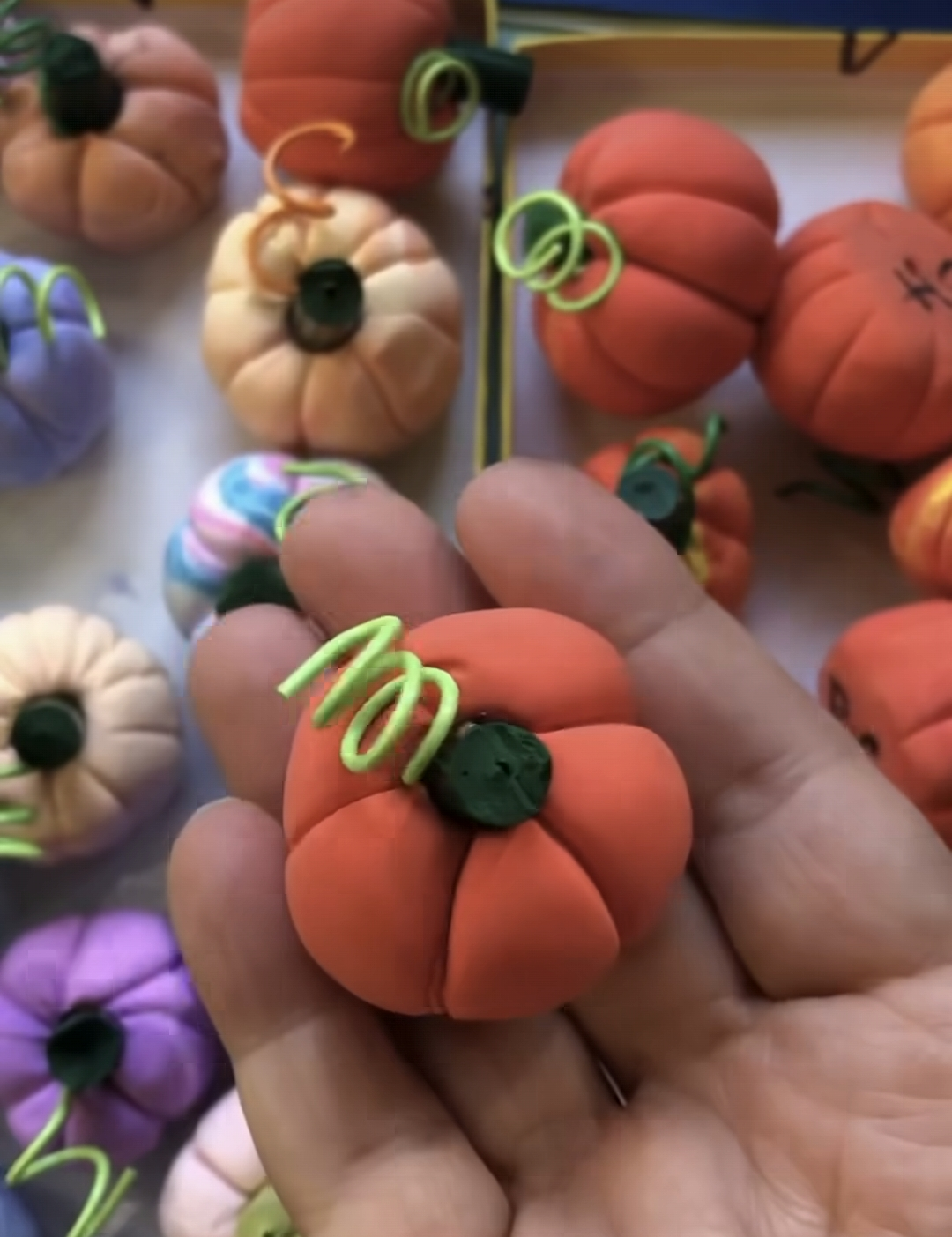 4th Grade Art: Pumpkins Mini pumpkins made from Crayola Model Magic air dry clay