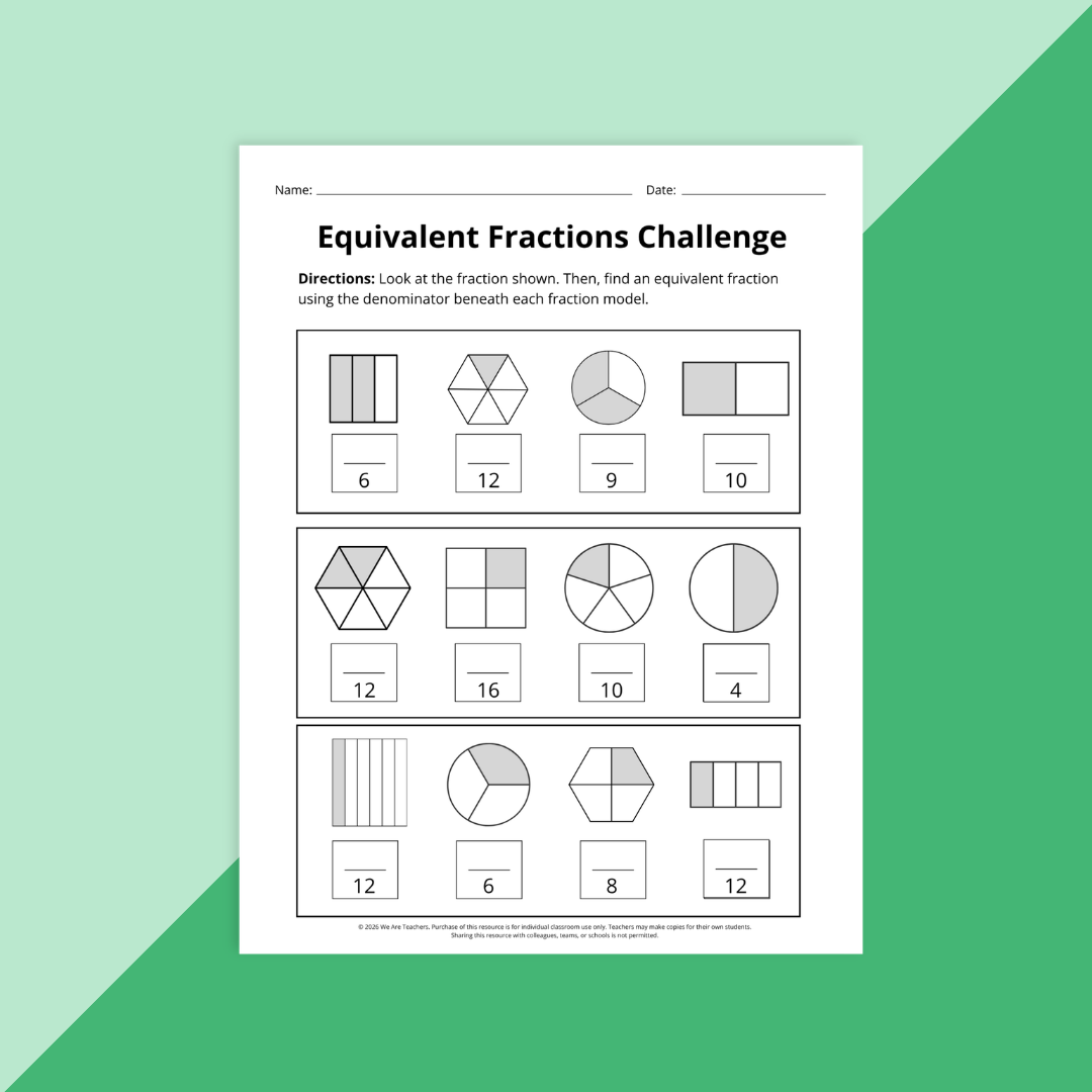 Image of a worksheet from the 4th Grade End-of-Year Math Review Worksheet & Activity Bundle.