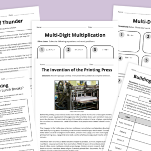 Images from the Moving Up Worksheet and Activity Bundle: 4th Grade.