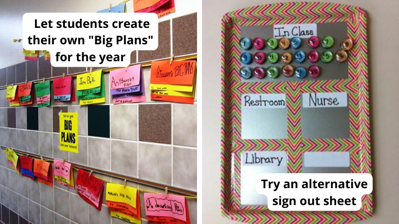 Ideas for teaching 4th grade like letting students create their own plans and trying an alternative sign out sheet
