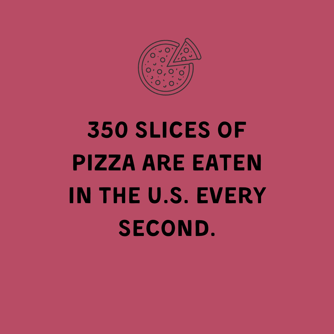 350 slices of pizza are eaten in the U.S. every second. Fun pizza facts for kids.