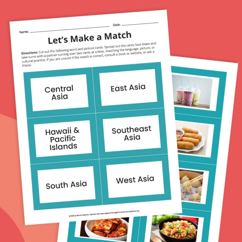 AAPI Cuisine Matching Activity AAPI Cuisine Matching activity printable