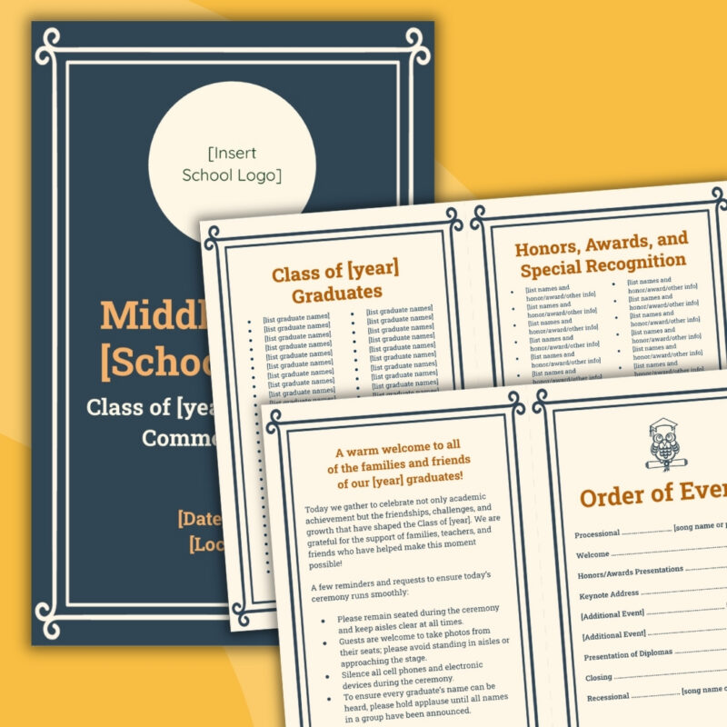 one printable example of a graduation program template