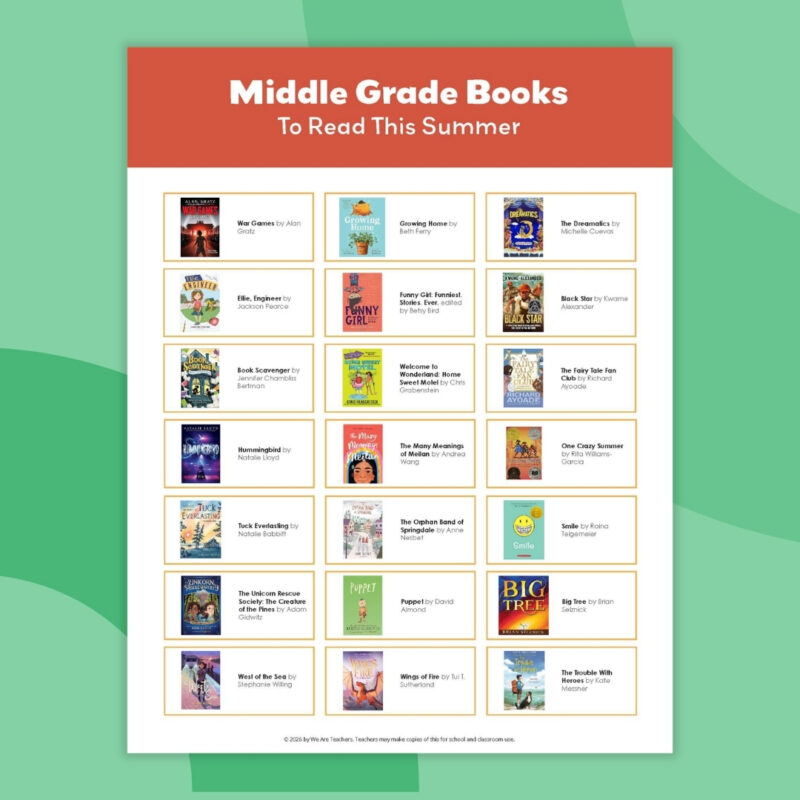 an image of a summer reading list featuring middle grade books