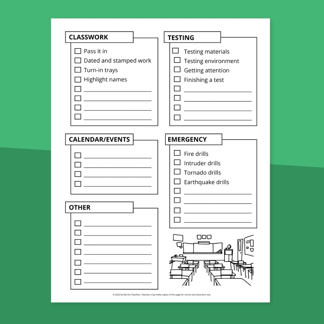 Classroom Routines and Procedures Checklist (Free Printable)