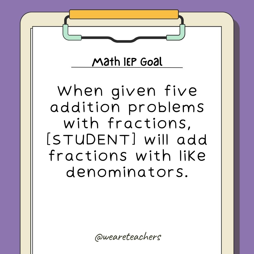 Math IEP Goal Bank