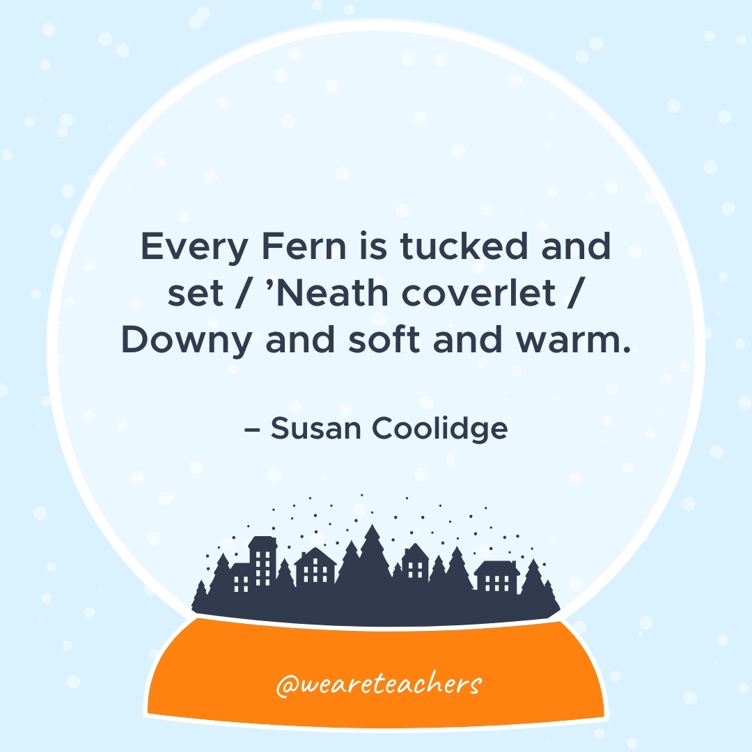 Every Fern is tucked and set / ’Neath coverlet / Downy and soft and warm. – Susan Coolidge 