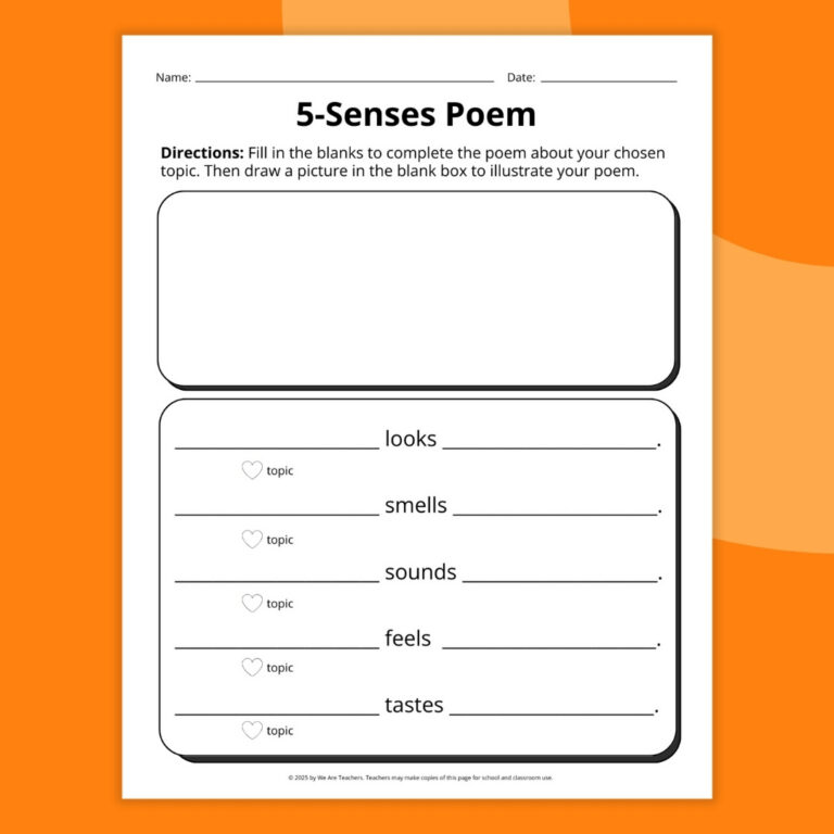 5 Senses Poem Template Bundle (Free Printables)