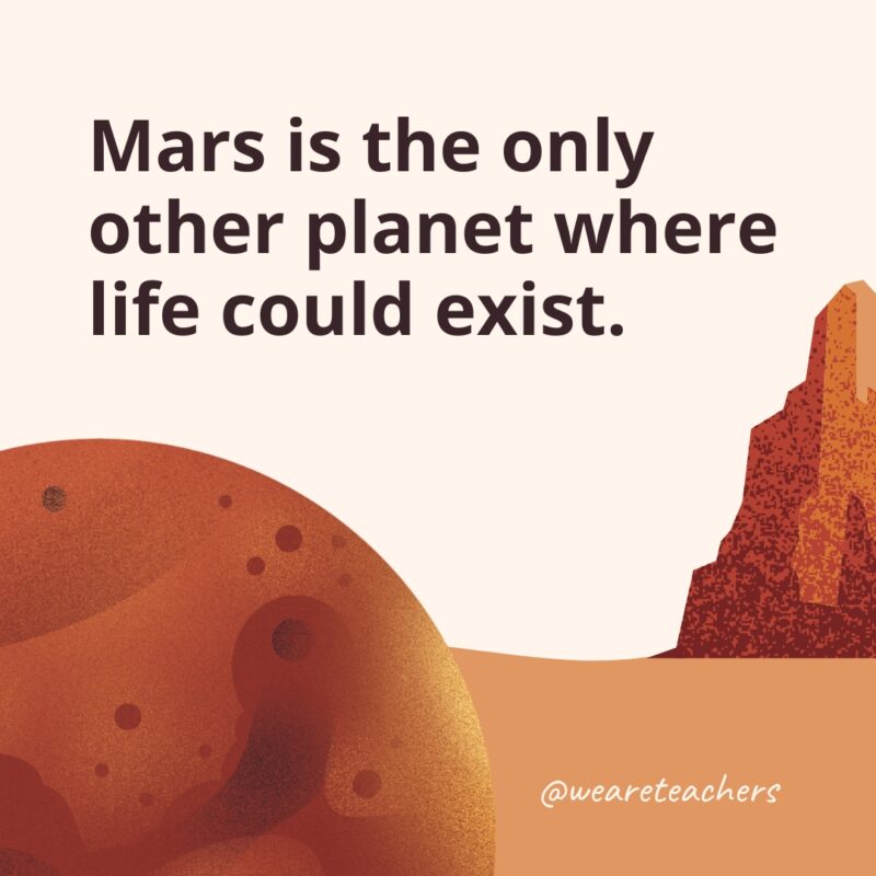 Mars is the only other planet where life could exist. 