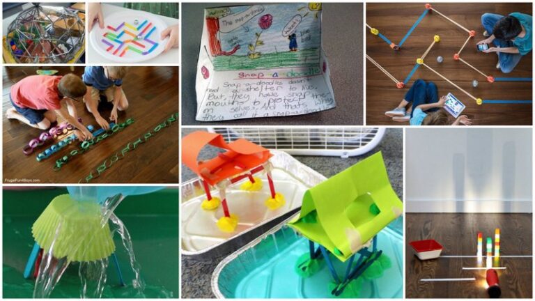 Collage of 50 STEM Activities for Kids