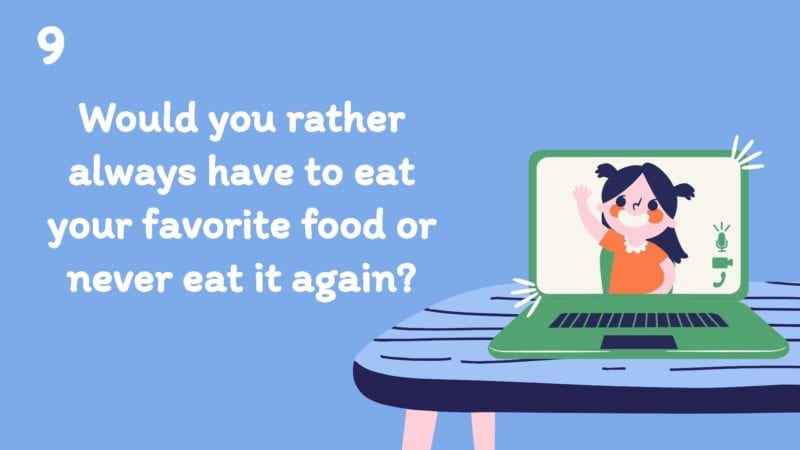 Would you rather always have to eat your favorite food or never eat it again?