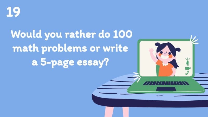 Would you rather do 100 math problems or write a 5-page essay?