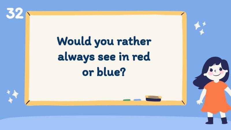 Would you rather always see in red or blue?