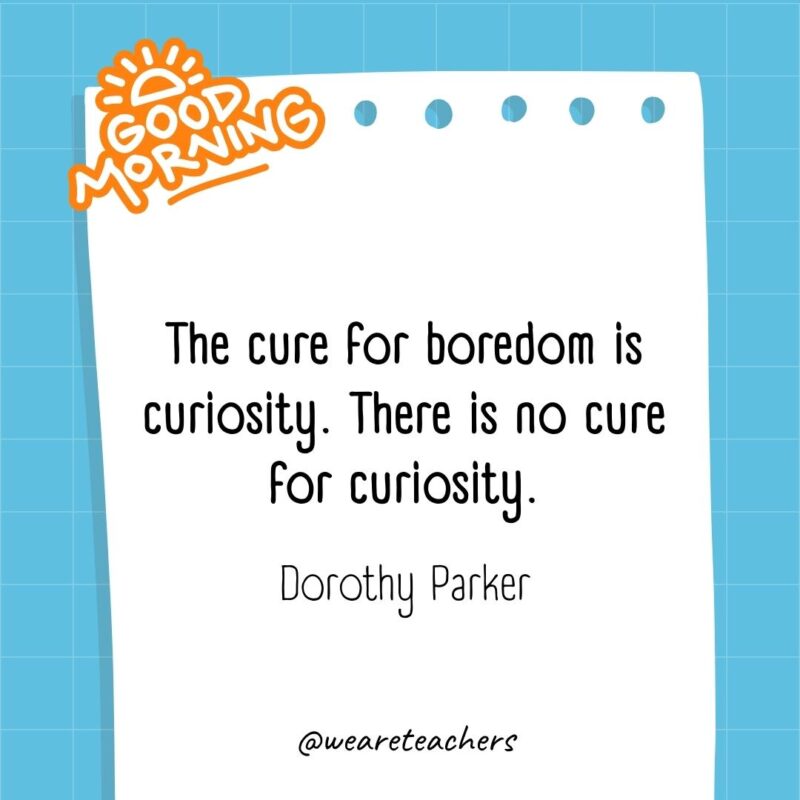 The cure for boredom is curiosity. There is no cure for curiosity. ― Dorothy Parker