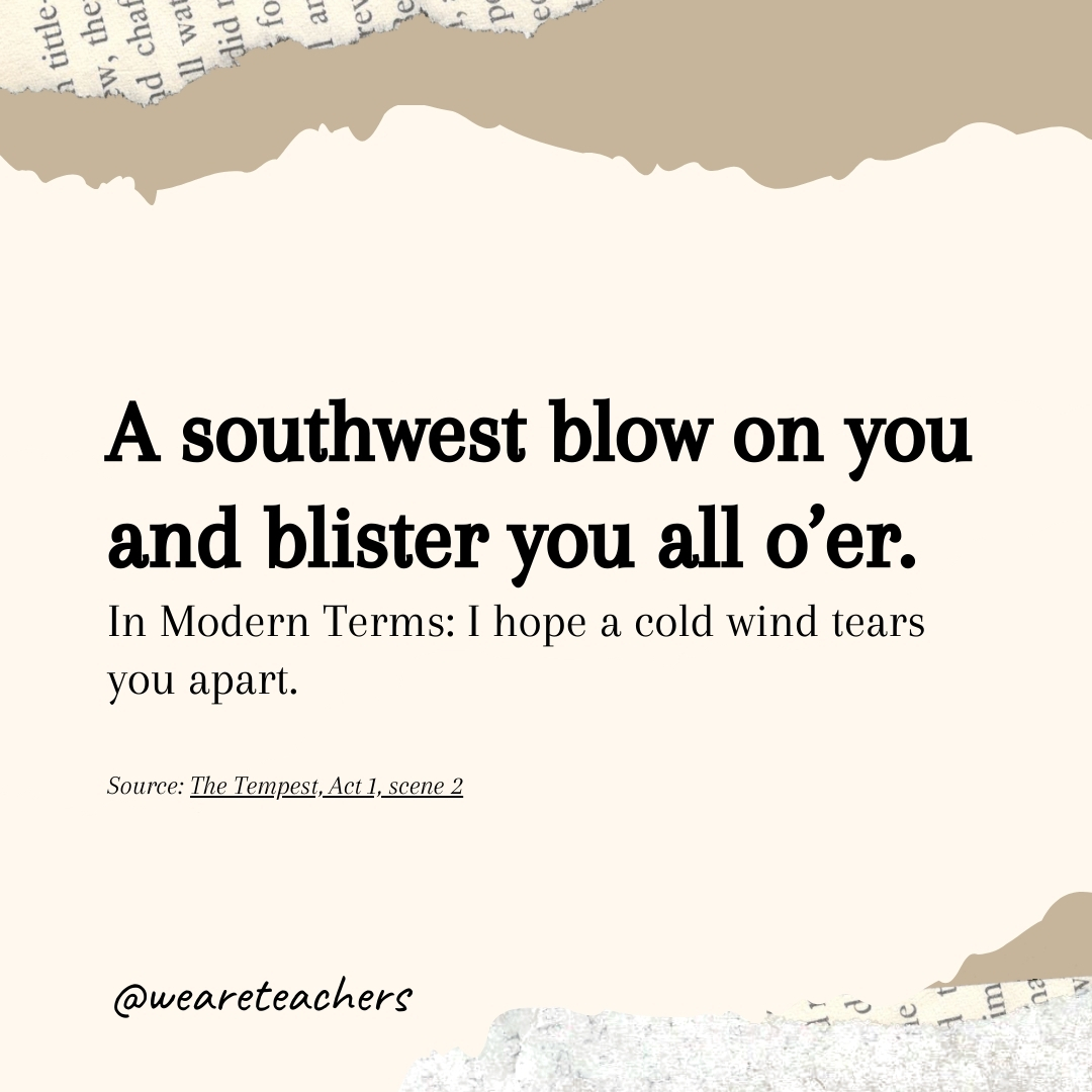 A southwest blow on you and blister you all o’er.- Shakespearean insults