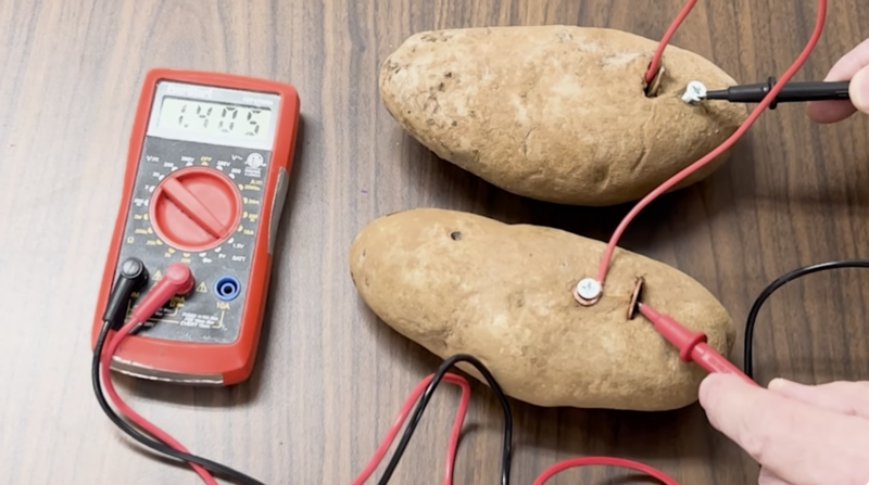 easy science experiment for kids: potato electricity