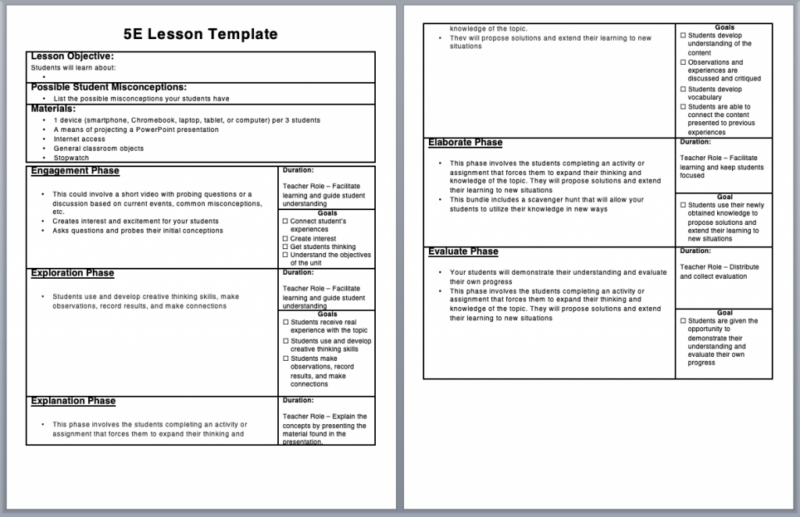example of a 5E lesson plan that includes engagement, explanation, exploration, evaluation, and elaboration for lesson planning for science 