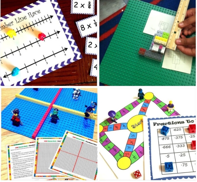 A collage of math games as an example of fun last day of school activities