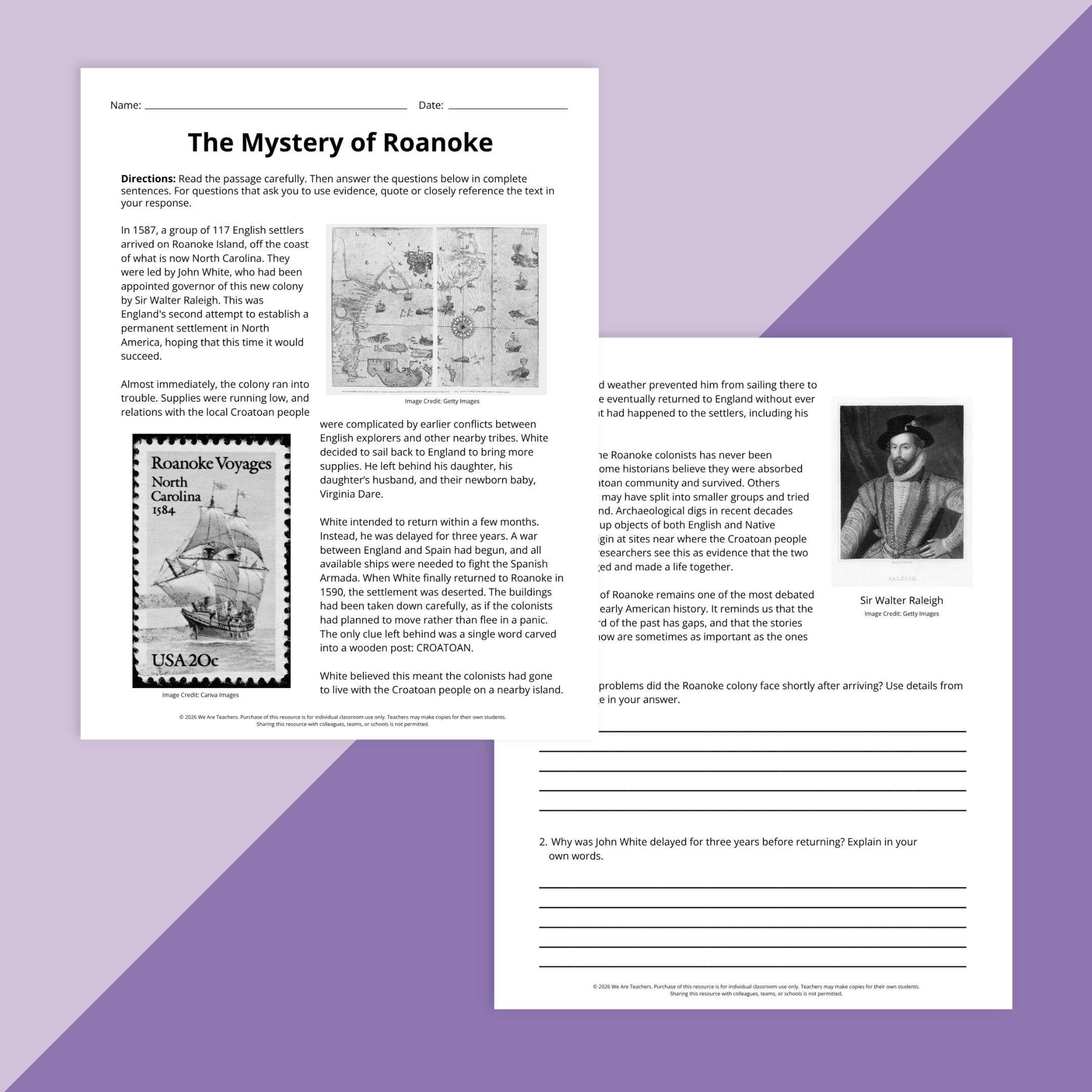 Image of a reading comprehension activity from the Moving Up Worksheet & Activity Bundle: Fifth Grade.
