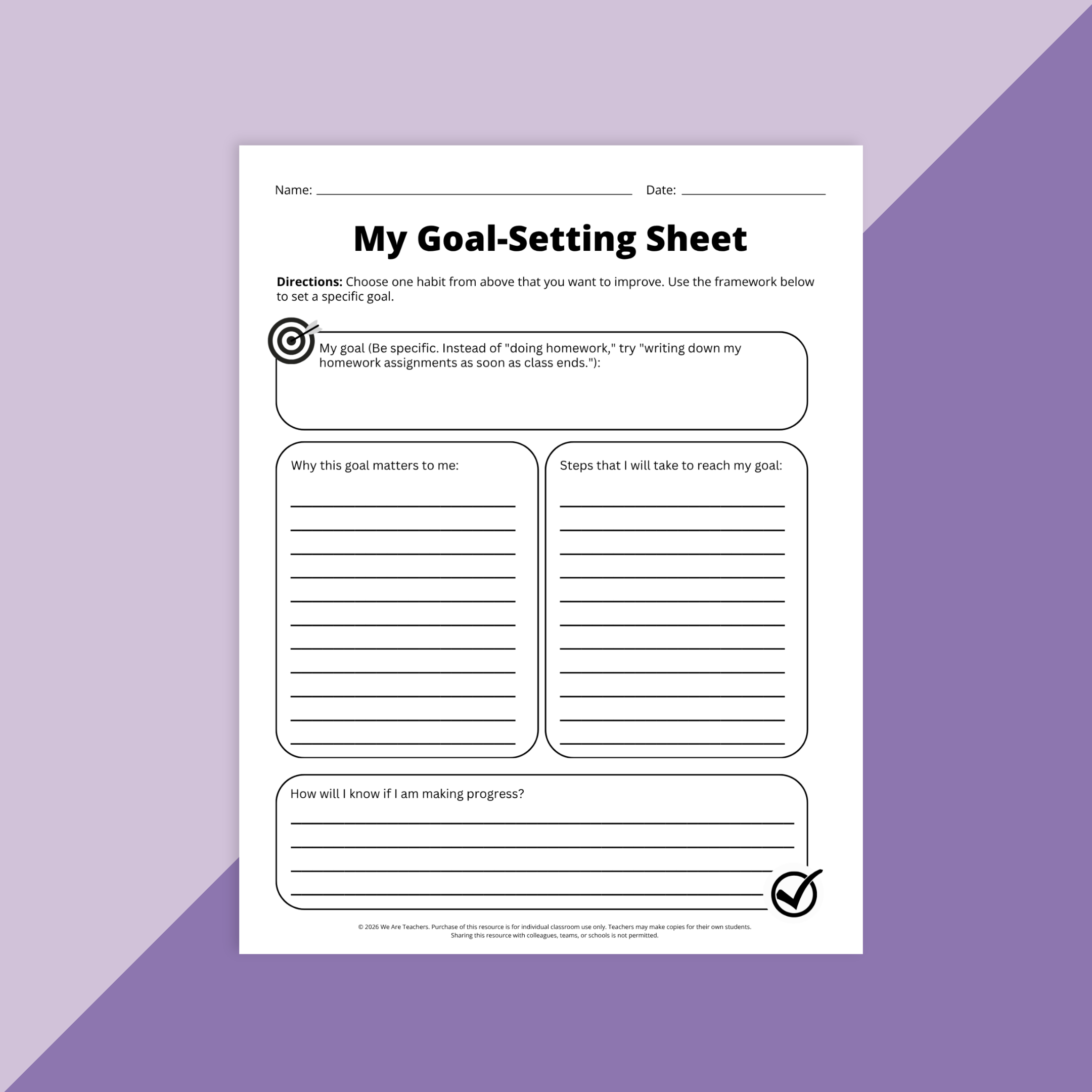 Image of a goal-setting worksheet.