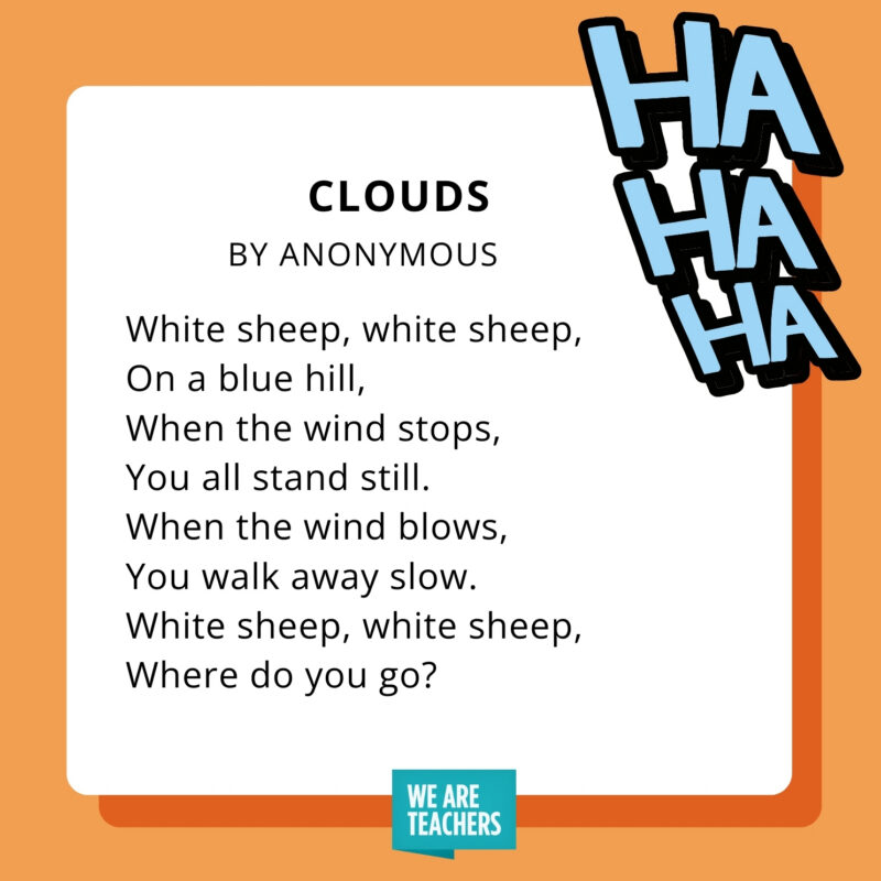 an image of a funny poem for kids: Clouds