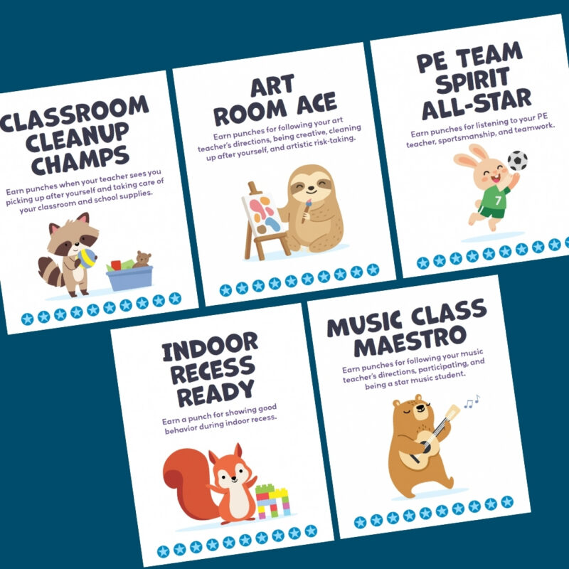 Motivational Punch Cards an image of various motivational punch cards for students
