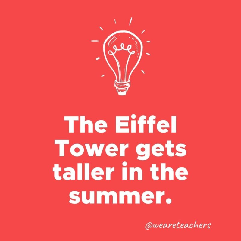Weird fun fact - Weird fun facts - The Eiffel Tower gets taller in the summer. 