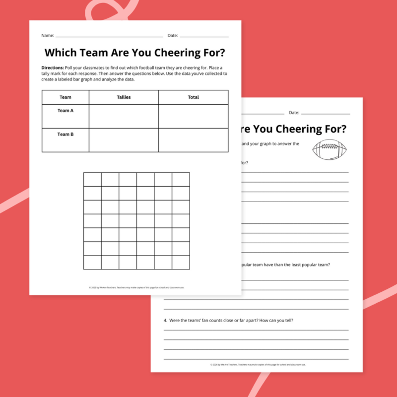 Football Worksheets printable football worksheet examples in front of a red background