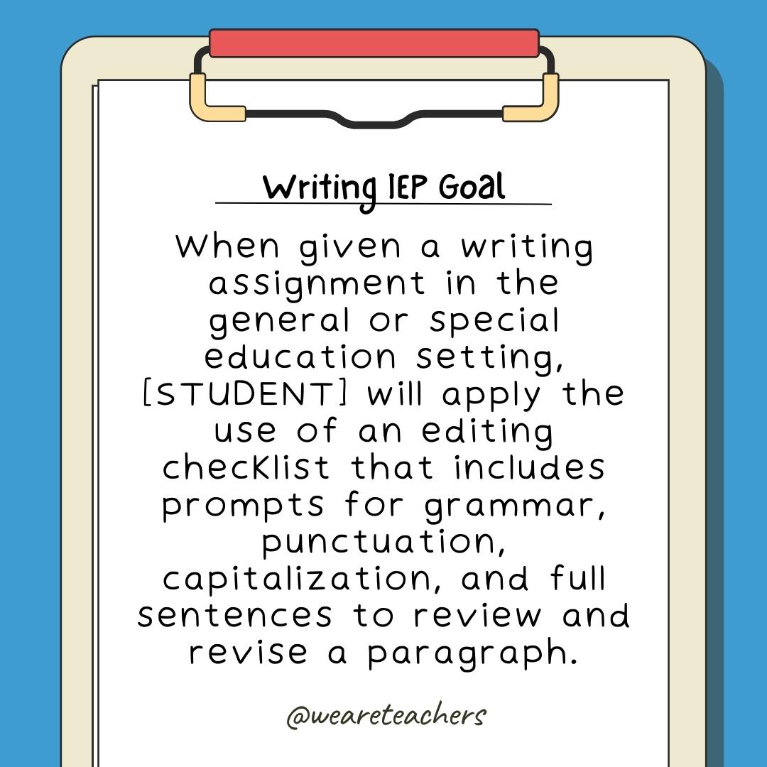 Writing IEP Goal Bank