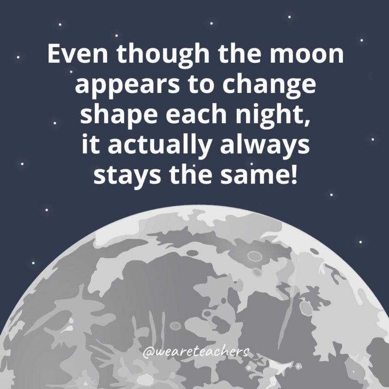 Even though the moon appears to change shape each night, it actually always stays the same! 