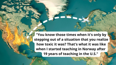 World map with quote about teachers being gaslit