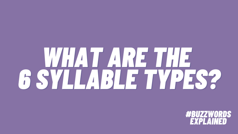 What Are the 6 Syllable Types? word art on a purple background