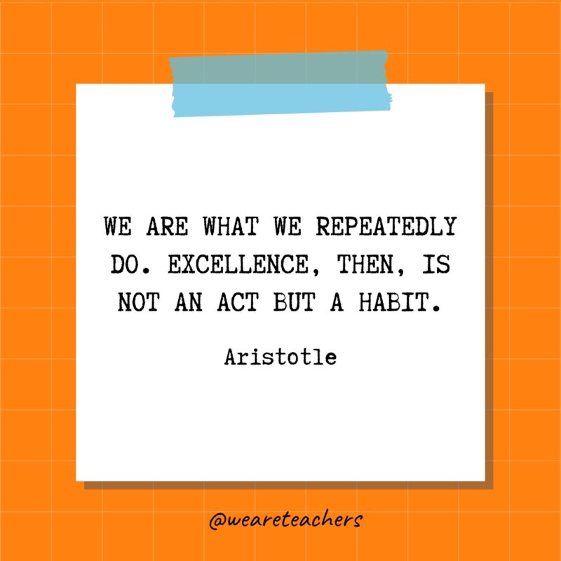 We are what we repeatedly do. Excellence, then, is not an act but a habit. - Aristotle