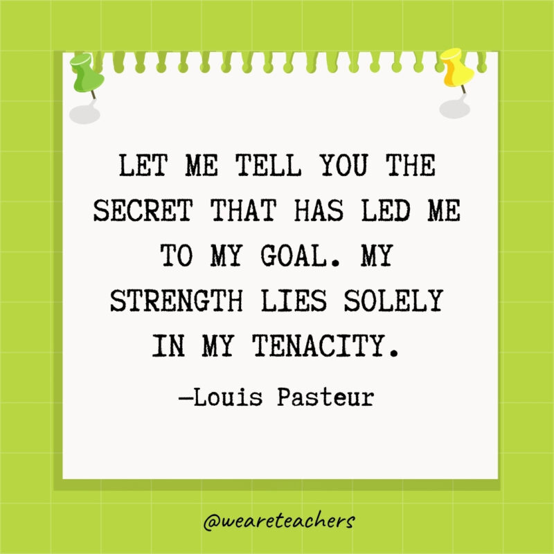 Let me tell you the secret that has led me to my goal. My strength lies solely in my tenacity.