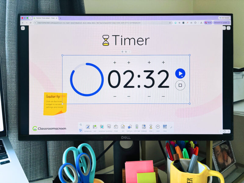 Classroom Procedures an image of a computer screen with a visual virtual timer for students