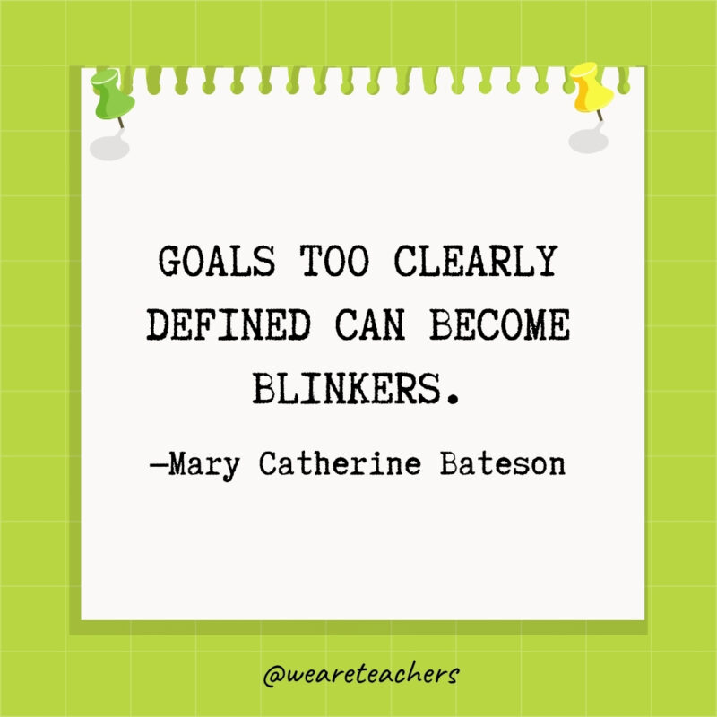 Goals too clearly defined can become blinkers.