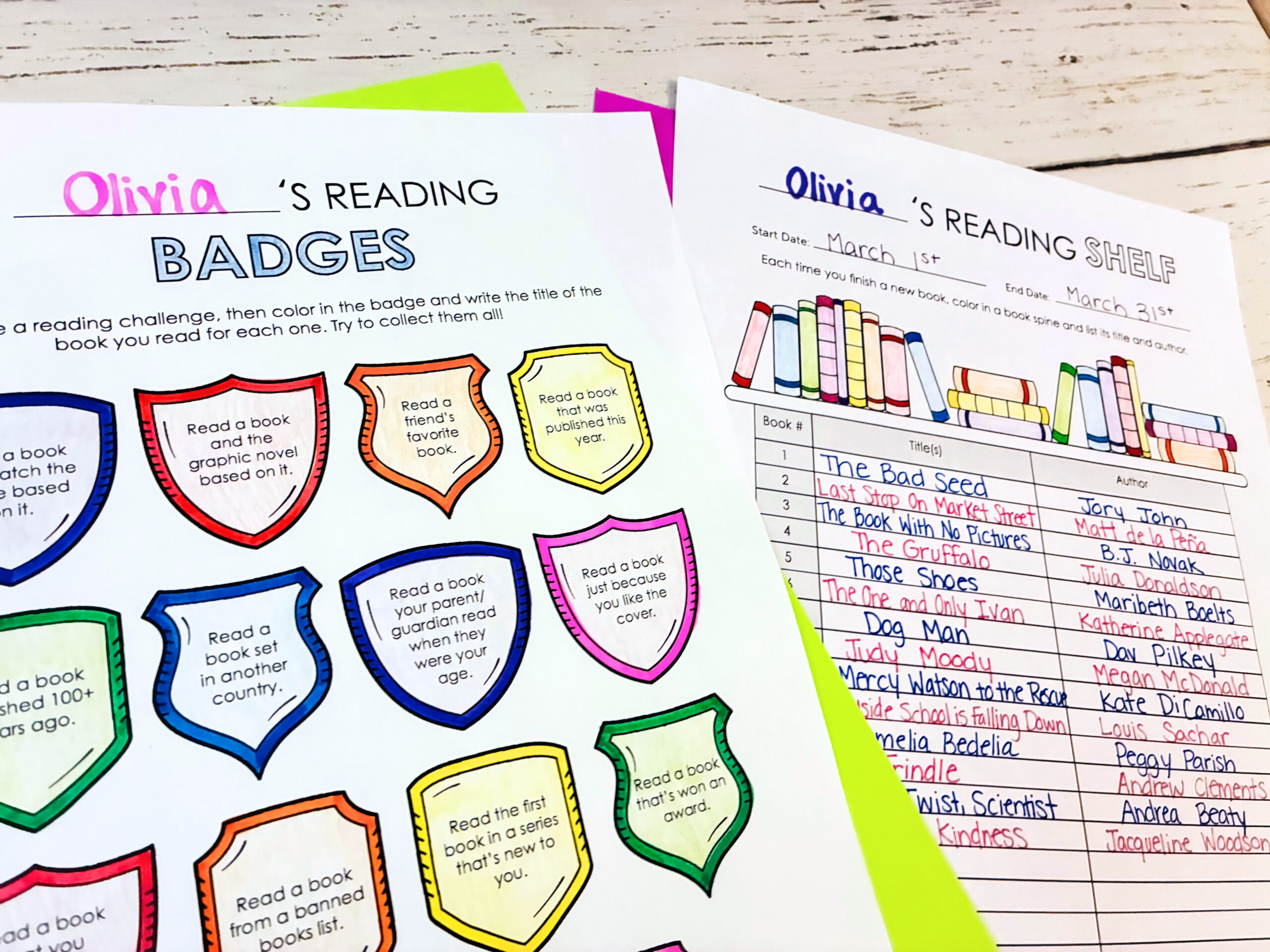 Read Across America Activities an image of two reading tracker printables