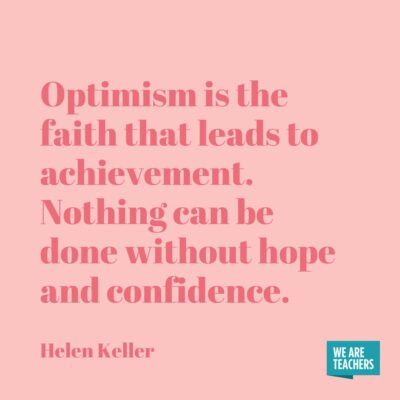 Helen Keller Motivational Quote on Optimism