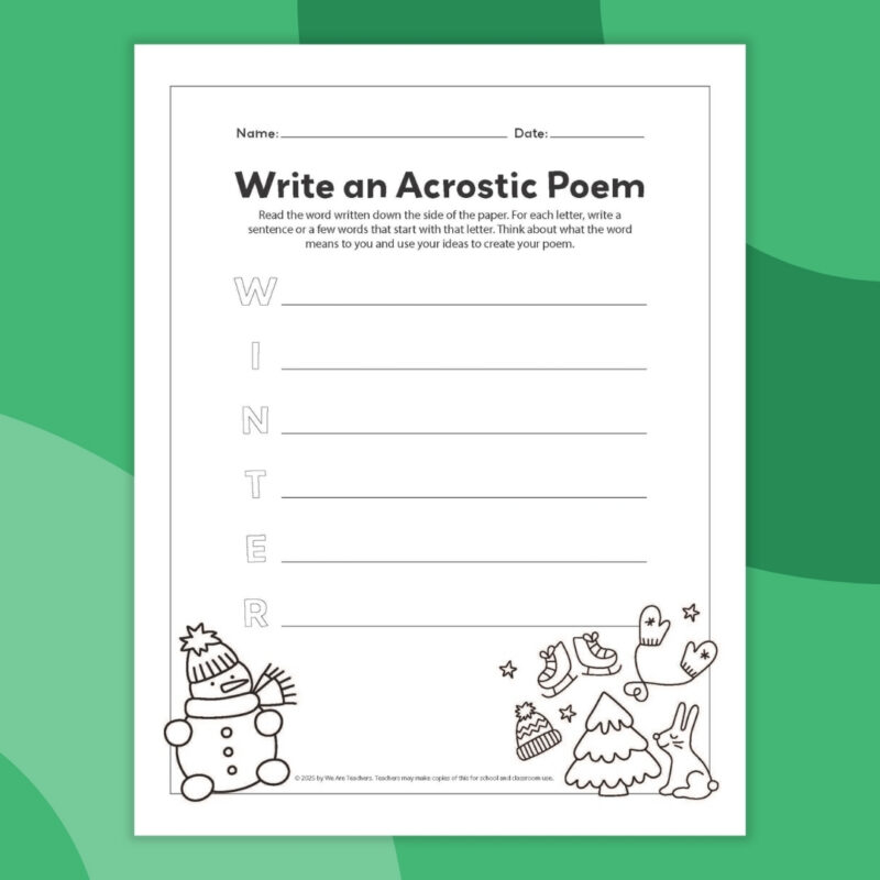 an image of one printable acrostic poem template