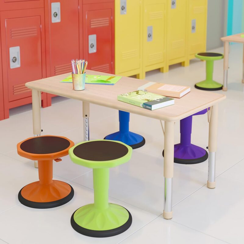 EMMA + OLIVER Natural 47.25x23.5 Kids Adjustable Height Activity Table