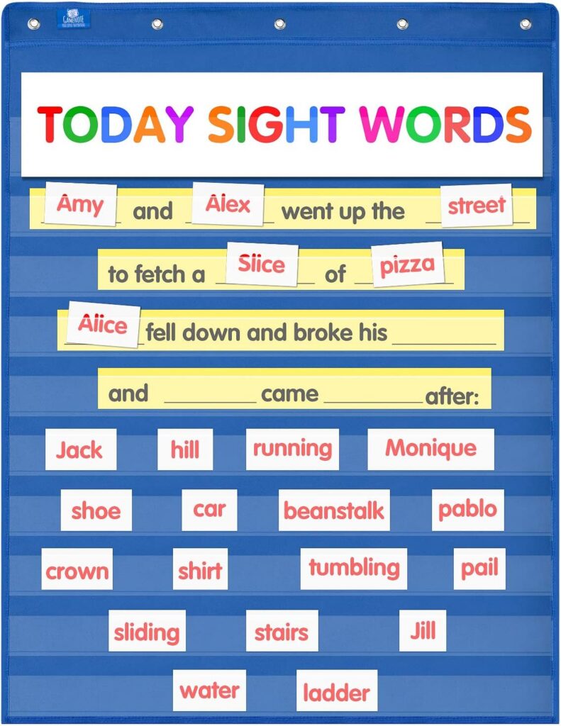 Sight words pocket chart